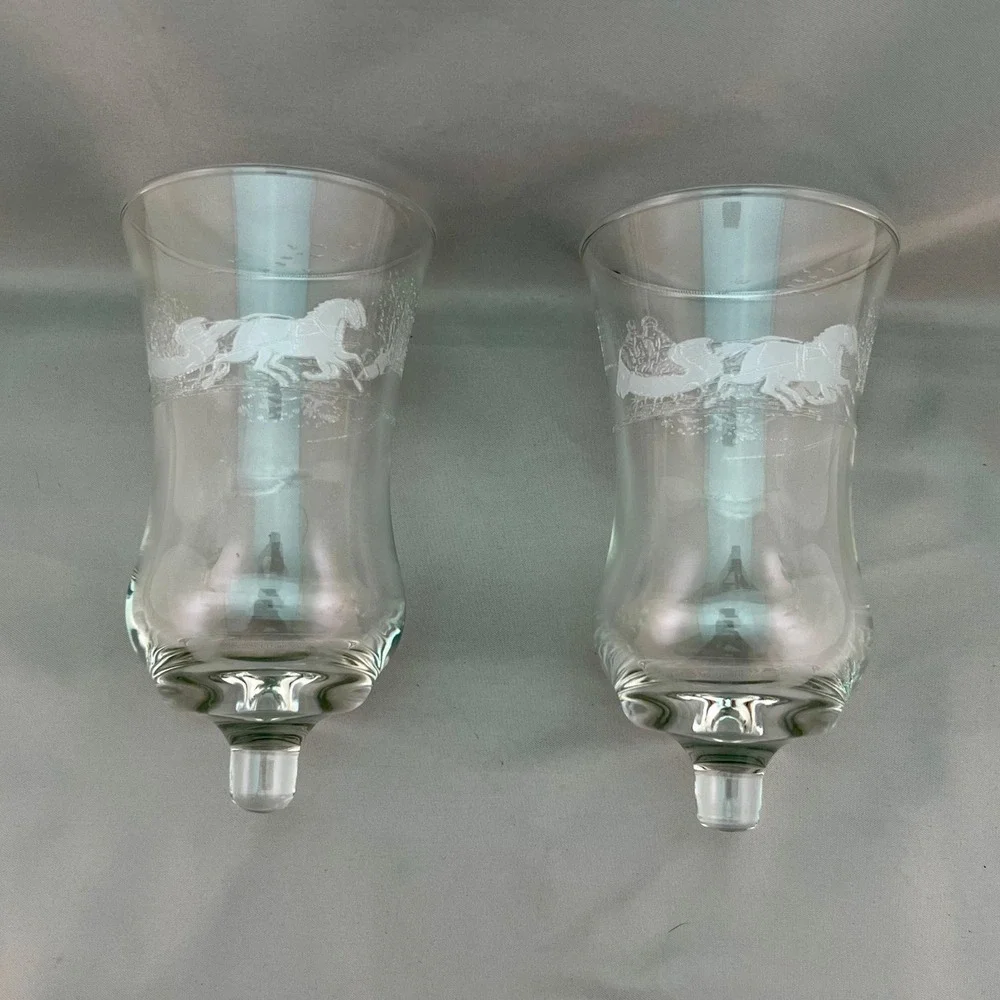 Homco Votive Holders Unisex OS Clear Excellent Sleigh Ride Peg Glass Set 2